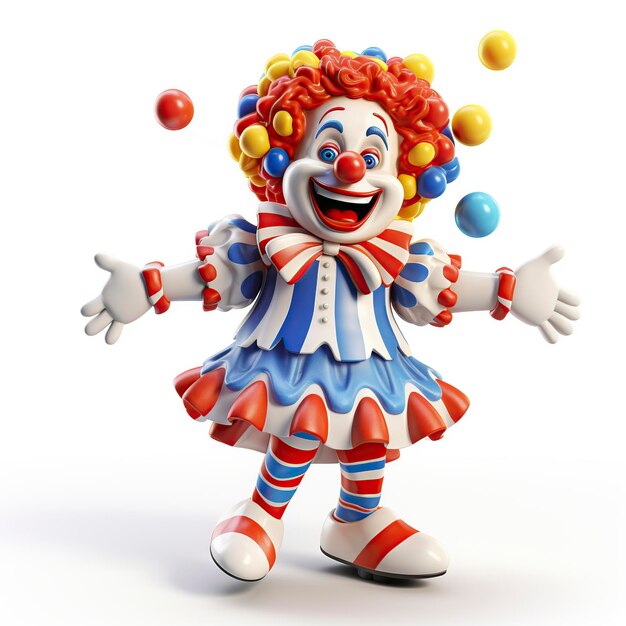 Foto illustrazione di cartoni animati 3d un clown divertente pieno di colori