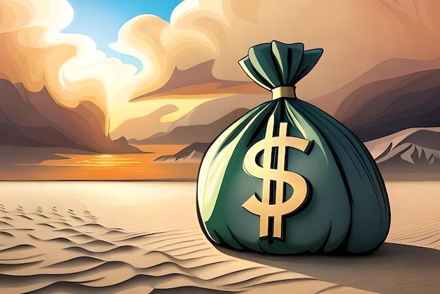 3d мультяшная иллюстрация рука держит мешок с деньгами со знаком доллара на белом фоне