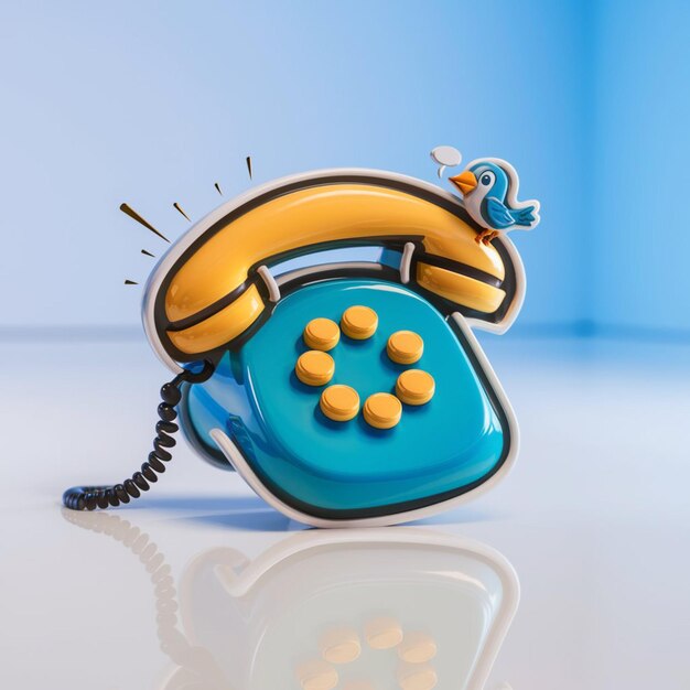 3D cartoon illustration of a telephone call icon