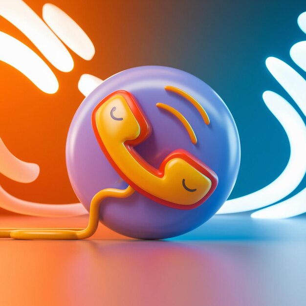 3D cartoon illustration of a telephone call icon