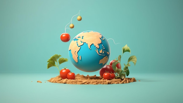 Photo 3d cartoon illustration of world food day