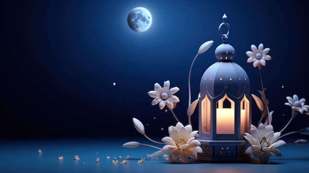 3D cartoon illustrations of mosques and lanterns produced for the holy festivalAI generated