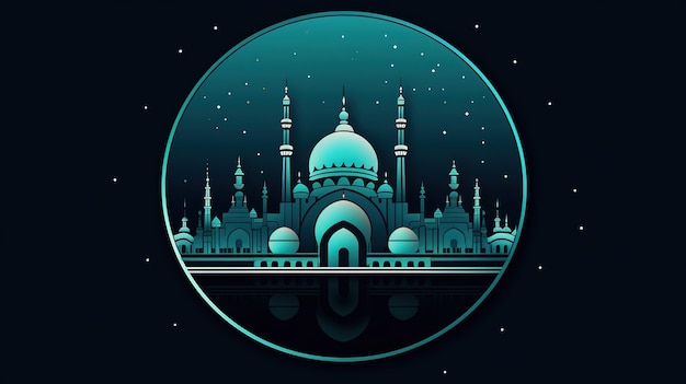 3D cartoon illustrations of mosques and lanterns produced for the holy festivalAI generated