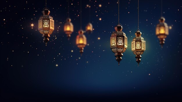 3D cartoon illustrations of mosques and lanterns produced for the holy festivalAI generated