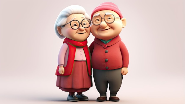 3D мультяшное изображение пожилых людей