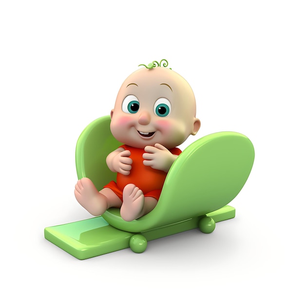 3d cartoon kid reading book on white background