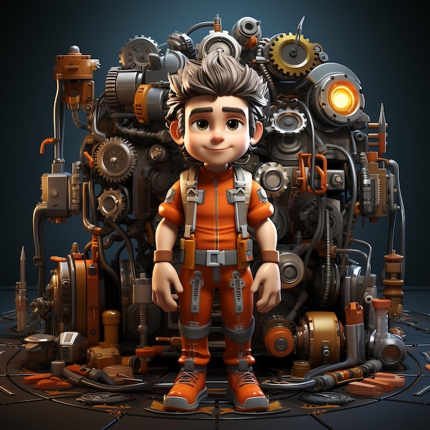 Photo 3d cartoon of a machinist