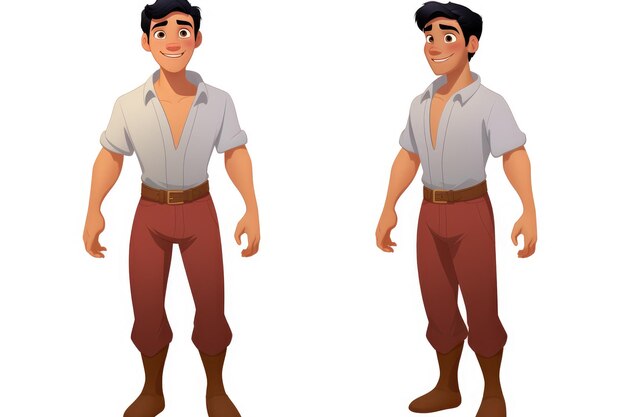Photo 3d cartoon male character model avatar reference disney inspiration on white background