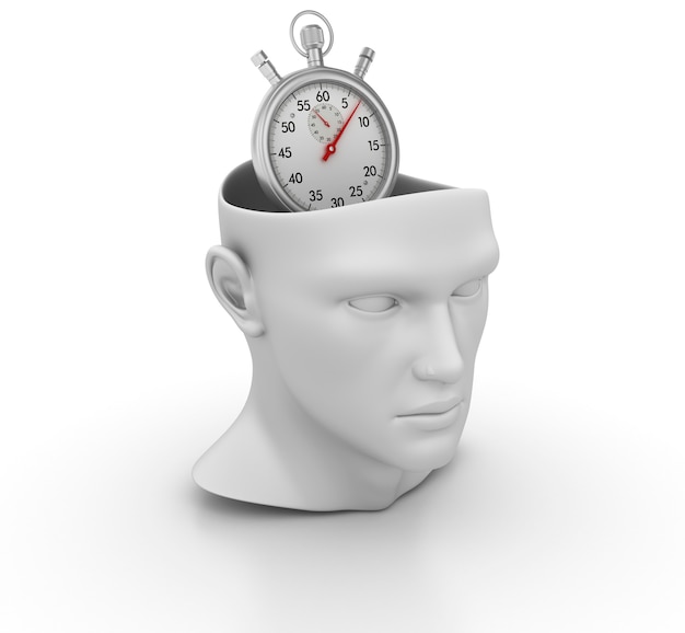 3D Cartoon menselijk hoofd met Stopwatch