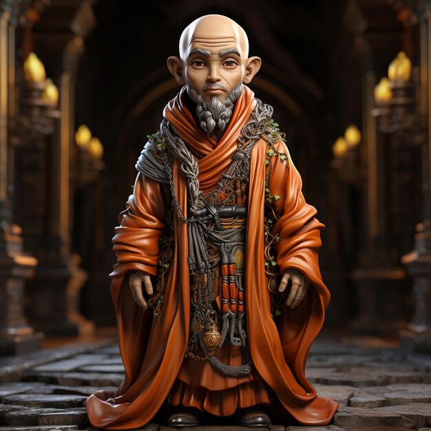 Photo 3d cartoon of a monk