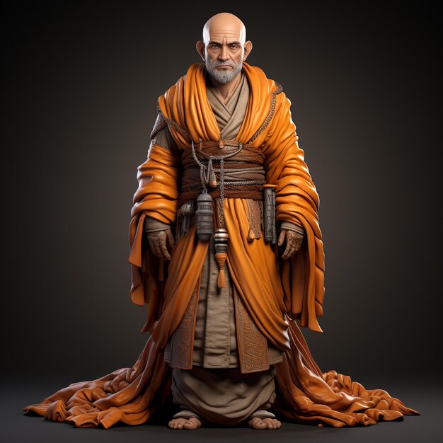 Photo 3d cartoon of a monk