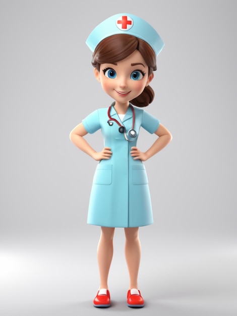 Foto un cartone animato 3d di un'infermiera