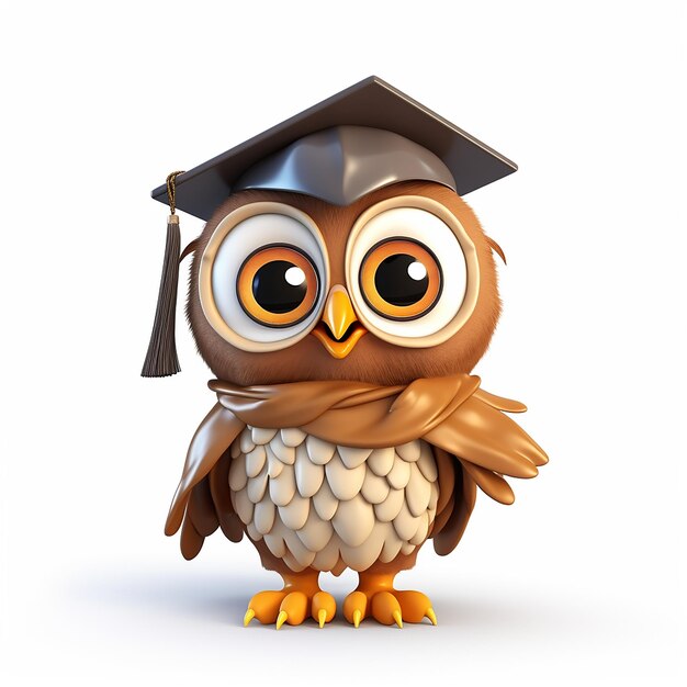 Photo 3d cartoon optimistic owl