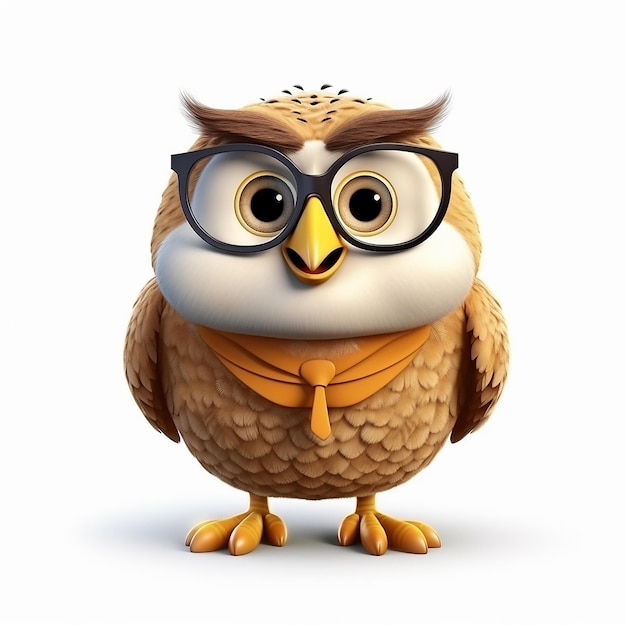 Photo 3d cartoon optimistic owl