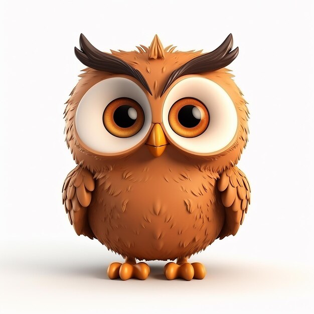 Photo 3d cartoon optimistic owl