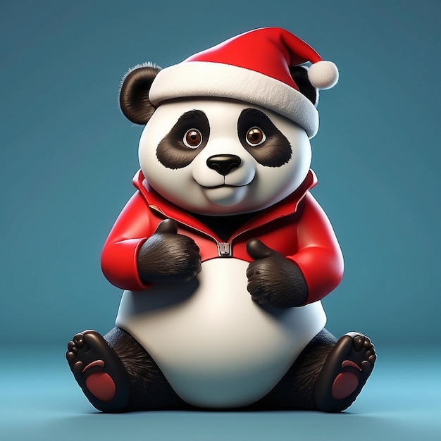 3d cartoon panda and christmas