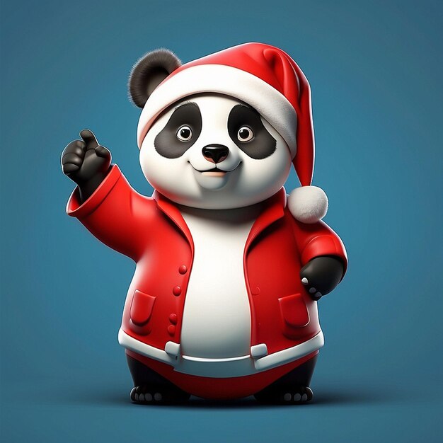 3d cartoon panda en kerstmis