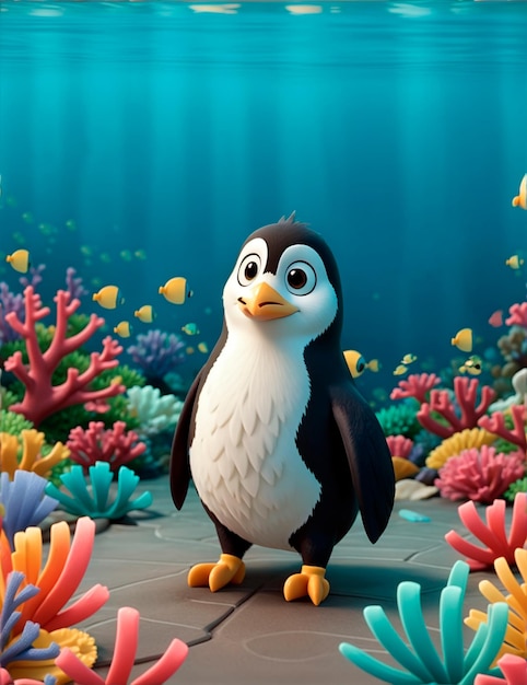 3D cartoon penguin character