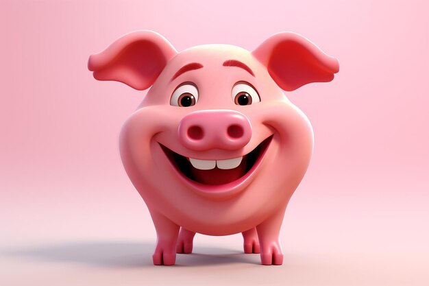 3D Cartoon Pig Character with a Happy Smile