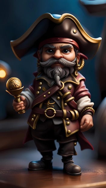3D иллюстрация персонажа пирата из мультфильма