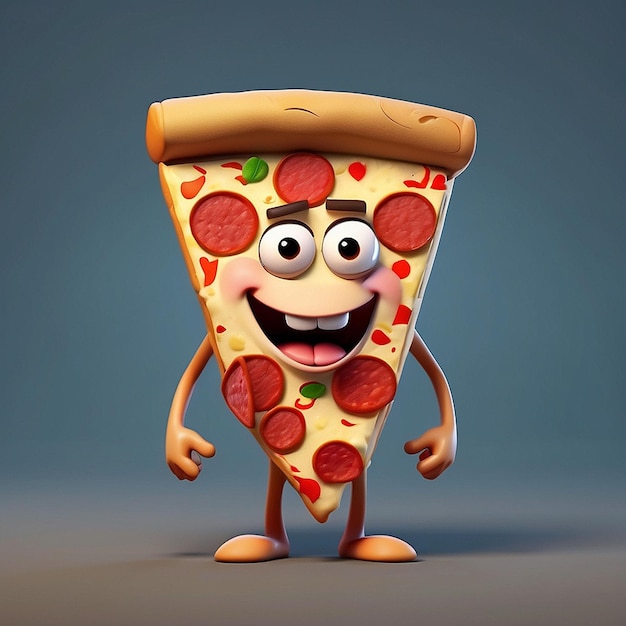 3D cartoon pizza personage