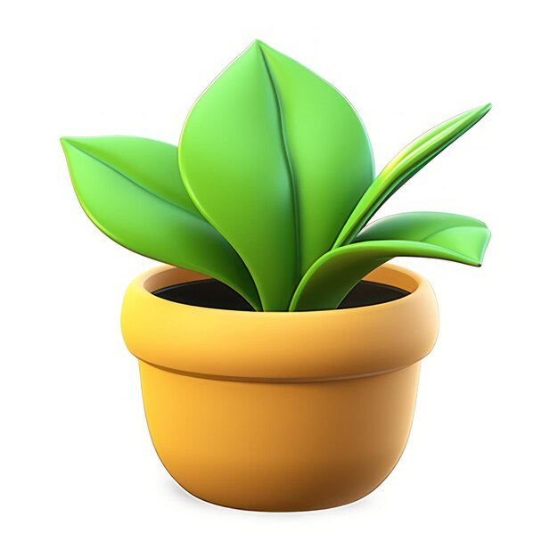 Photo 3d cartoon plant pot isolated on white