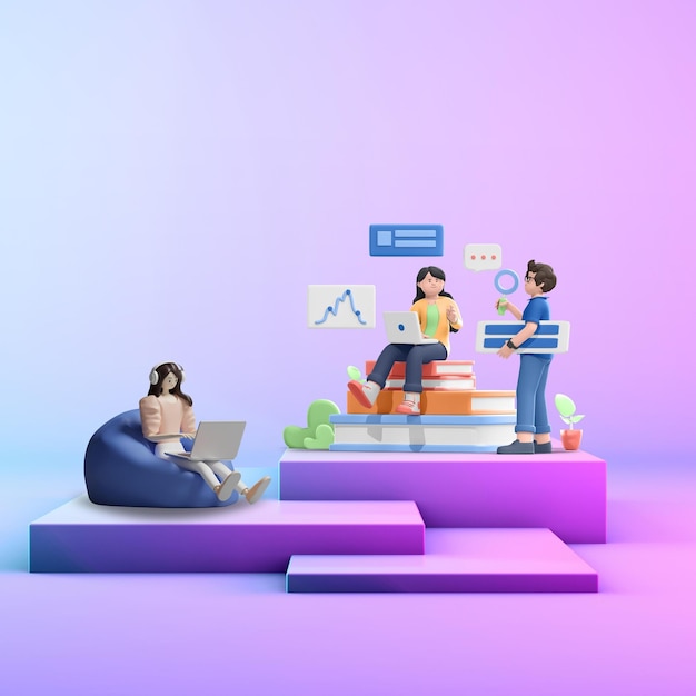 3d cartoon poster illustration