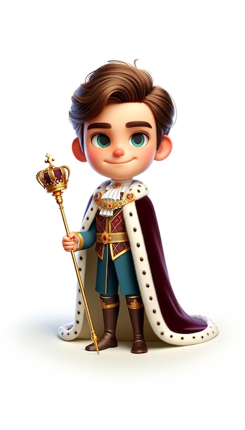 Foto il principe dei cartoni animati in 3d il giovane principe in piena vista