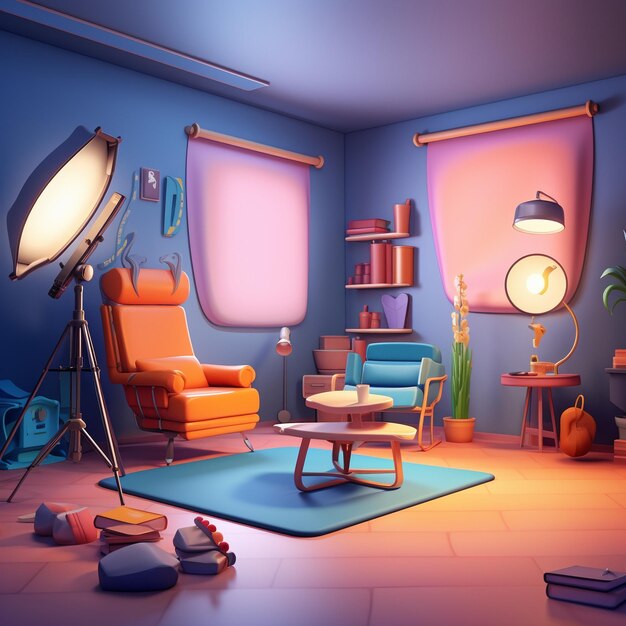 3d cartoon professional studio lighting kit