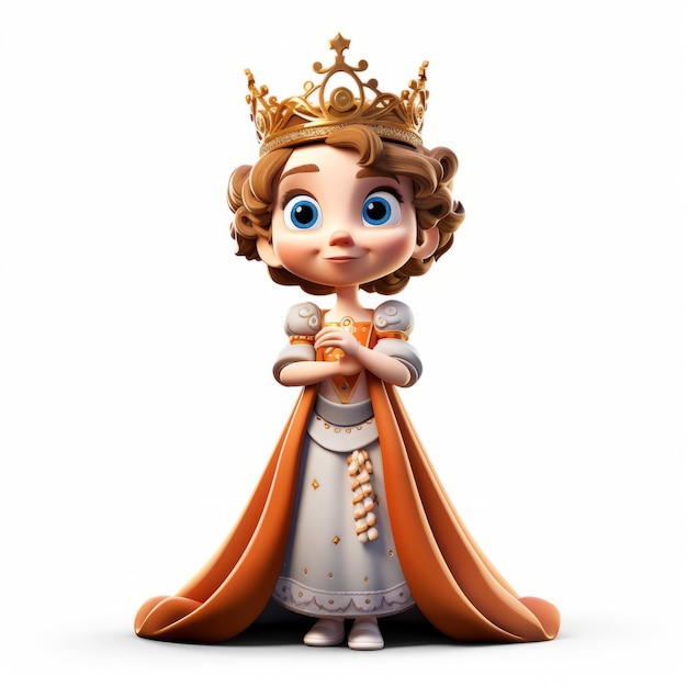 Photo 3d cartoon queen figurine in the style of adrianus eversen