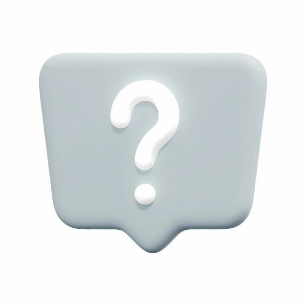 3D Cartoon Question Mark in a Speech Bubble