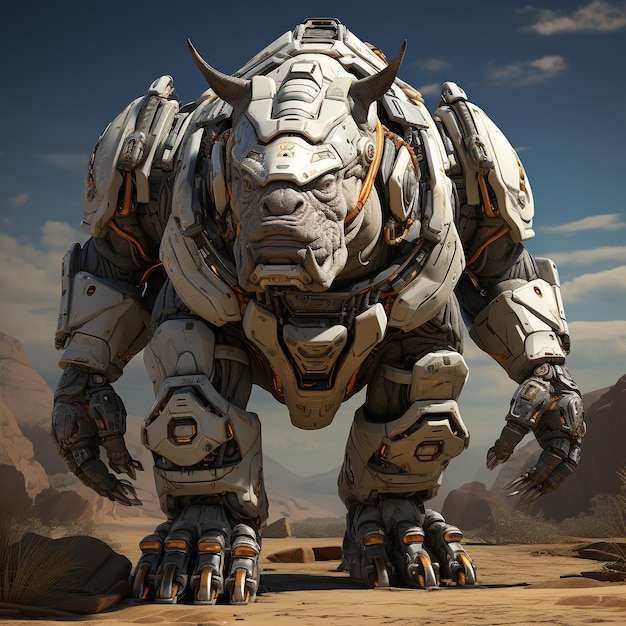 Photo 3d cartoon rhino robot