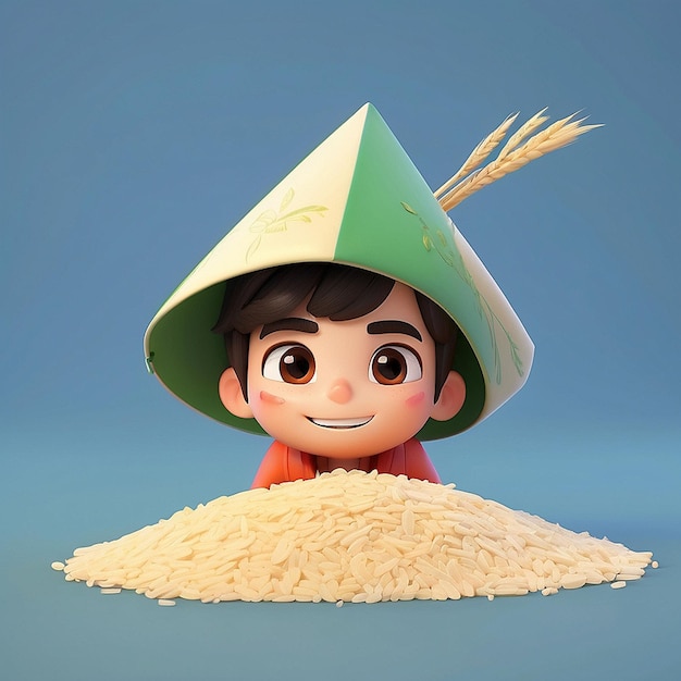 3d cartoon rice character