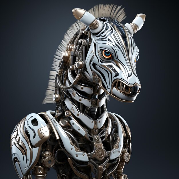 Photo 3d cartoon robot zebra