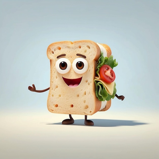 3d cartoon sandwich personage