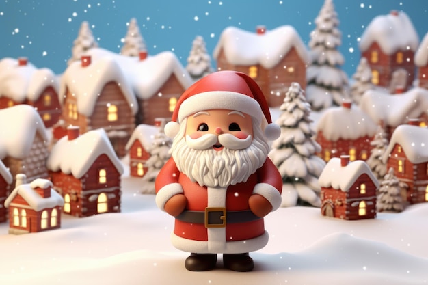 북극의 3D 만화 산타클로스는 크리스마스 휴가 아름다움을 위해 준비되어 있습니다.