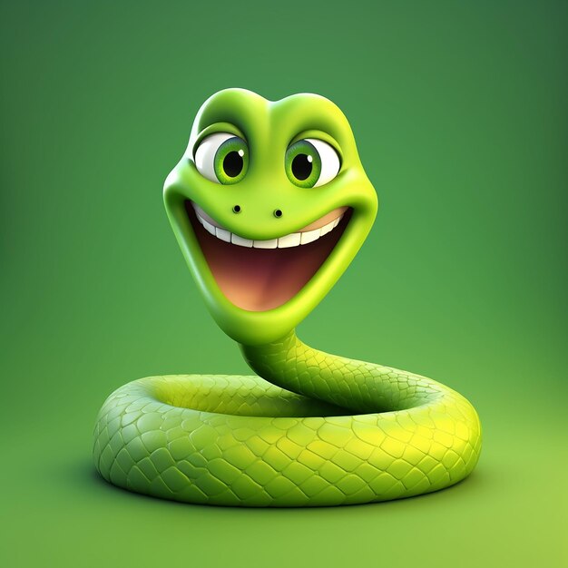 3D cartoon Satisfied smiling Snake