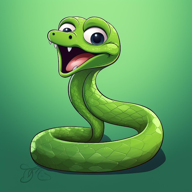 Photo 3d cartoon satisfied smiling snake