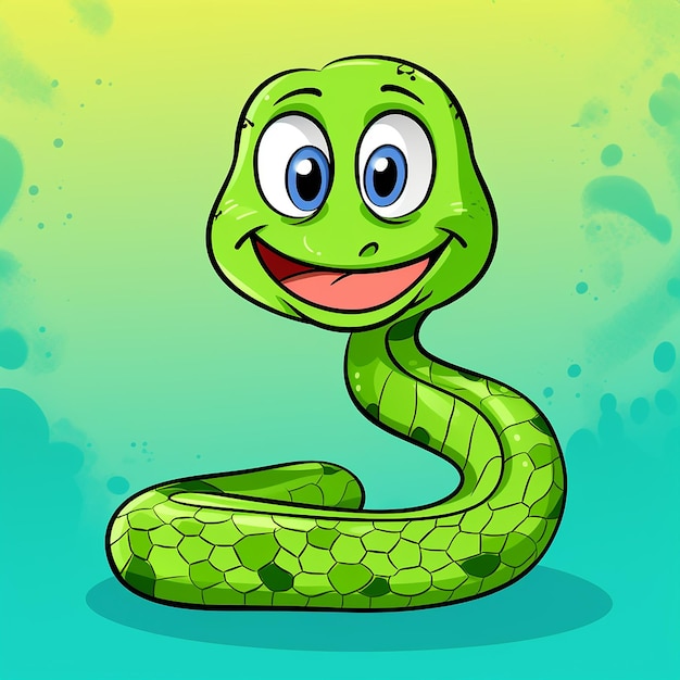 Photo 3d cartoon satisfied smiling snake