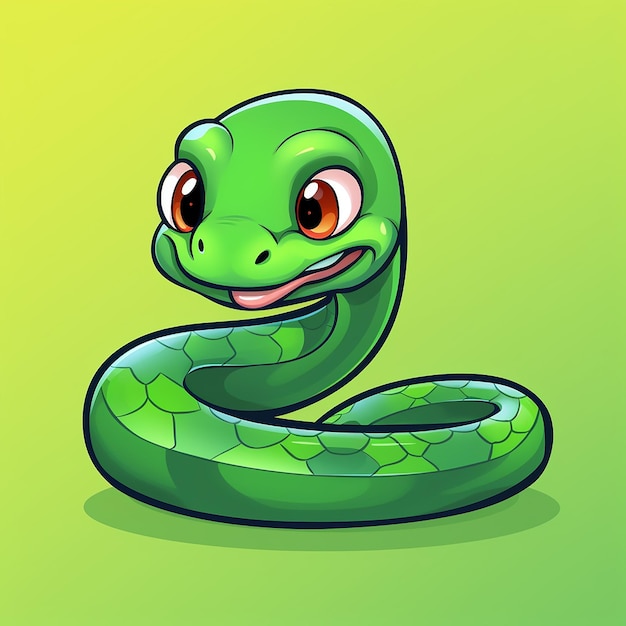 Photo 3d cartoon satisfied smiling snake