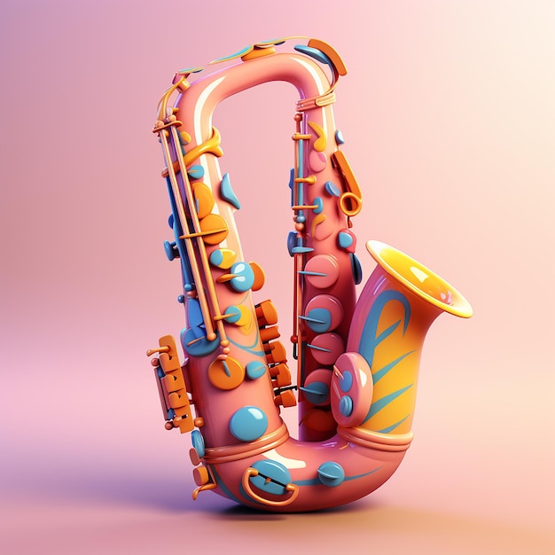 Photo 3d cartoon saxophone