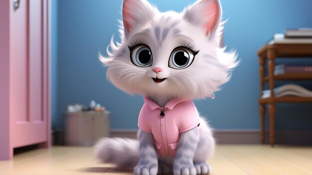 3d cartoon senior man cat