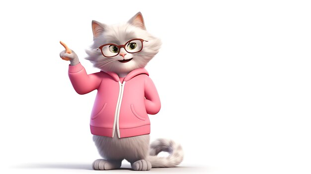 3d cartoon senior woman cat