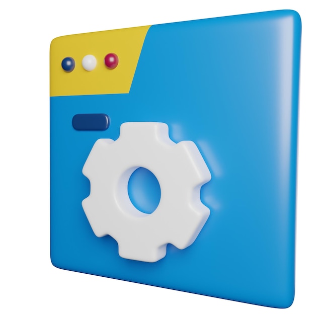 3d cartoon settings icon for web or application interface