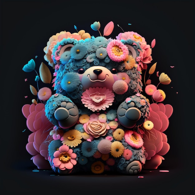 3D Cartoon Sewn Together with Happy Teddy Bear Art for TShirtxA