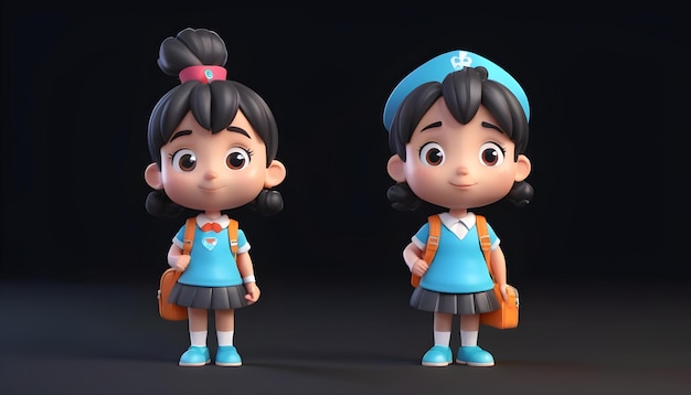 Photo 3d cartoon student character ai