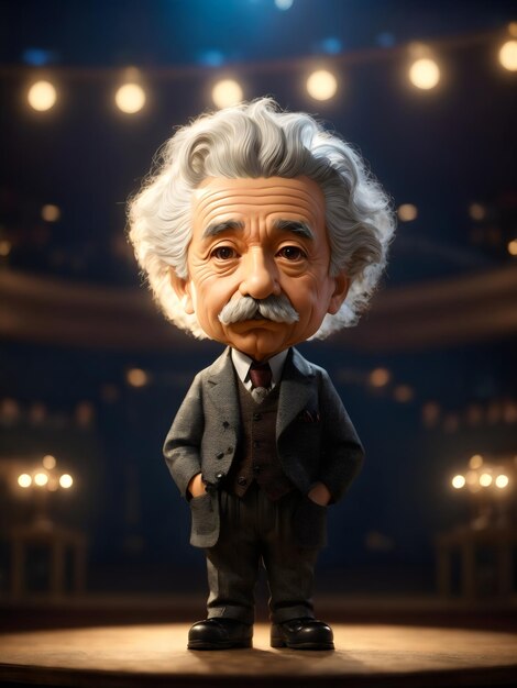 3d cartoon style character of Albert Einstein created with Generative AI