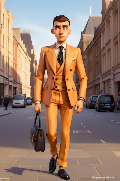 3D-персонаж бизнесмена в мультяшном стиле, созданный с помощью генеративного искусственного интеллекта