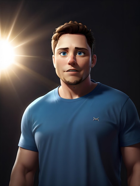 3d cartoon style character of Elon Musk created with Generative AI