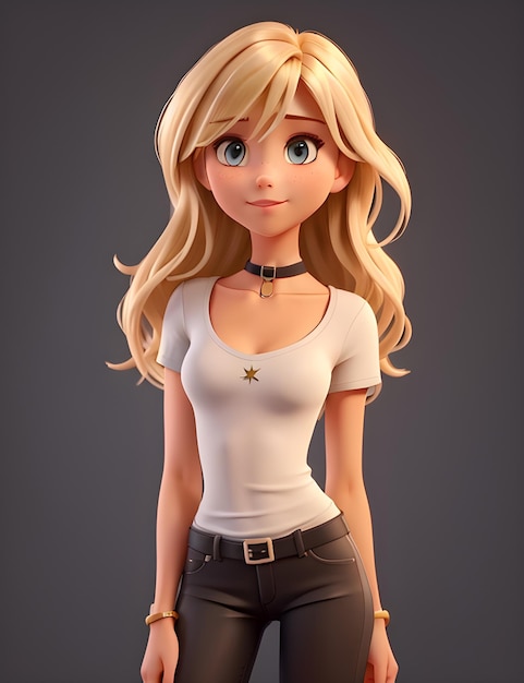 Generative AI로 만든 소녀의 3D 만화 스타일 캐릭터